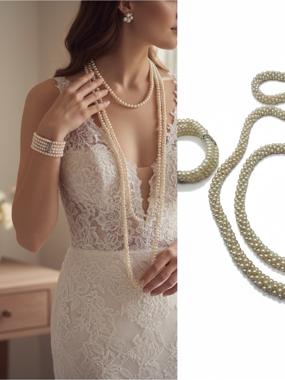 Vintage Faux Pearl Jewelry Set – Necklace, Bracelet & Earrings